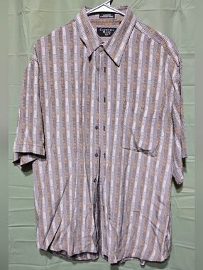 Men's Brown & Gray  Short-Sleeve Button-Down Shirt